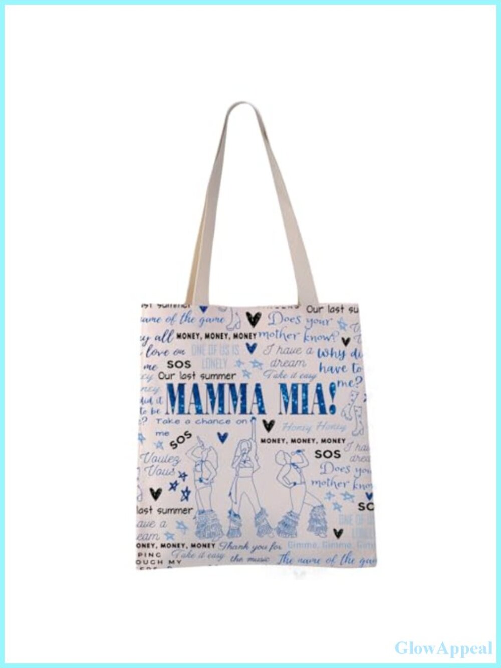 Canvas Tote Bag Musical Mama Mia Disco Bachelorette Weekend Travel